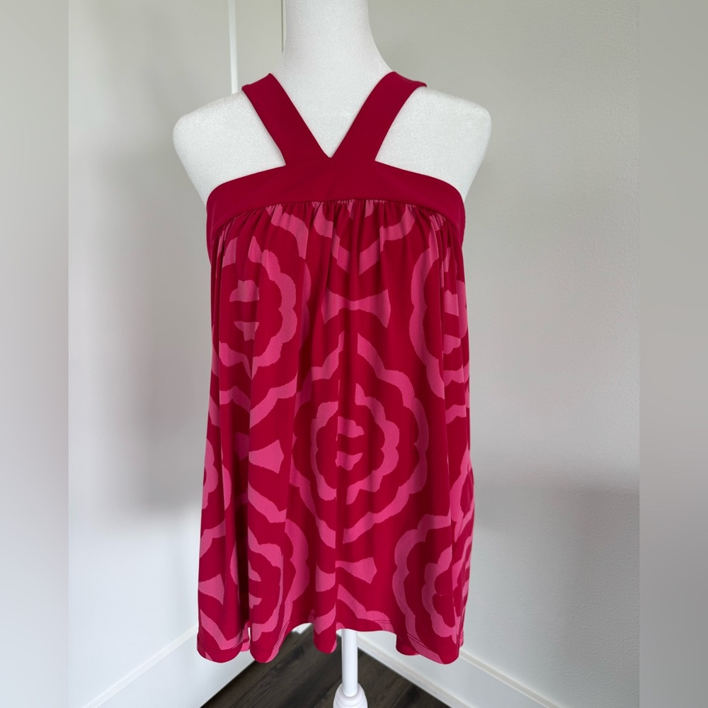 Michael Kors Hot Pink Geometric Print Tank Dress – Size L/G – NWT